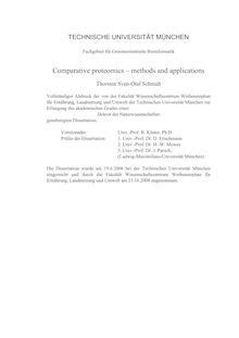 Comparative proteomics [Elektronische Ressource] : methods and applications / Thorsten Sven-Olaf Schmidt