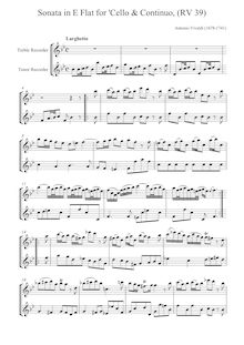 Partition complète, violoncelle Sonata en E-flat major, E-flat major