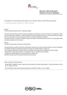 Analyse micro-économique du Code des marchés publics - article ; n°4 ; vol.39, pg 725-752