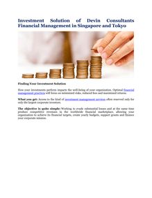 Investment Solution of Devin Consultants Financial Management in Singapore and Tokyo