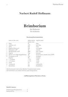 Partition complète (german), Brimborium, für Orchester