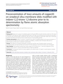 Preconcentration of trace amounts of copper(II) on octadecyl silica membrane disks modified with indane-1,2,3-trione 1,2-dioxime prior to its determination by flame atomic absorption spectrometry