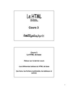 Le HTML de base - Cours 3