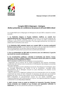 Congrès 2005 à Brignogan – Bretagne Motion présentée en ...