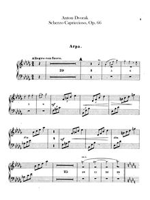 Partition harpe, Scherzo capriccioso, D♭ major, Dvořák, Antonín