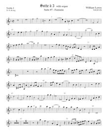 Partition viole de gambe aigue 2,  No.7 pour 3 violes de gambe et orgue par William Lawes