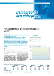 Démographie des entreprises : niveau record des créations dentreprises en 2007 (Octant n° 113)