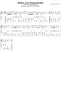Partition et tablature pour accordéon Andro- Les Penn Sardin