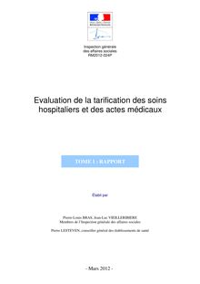 Evaluation de la tarification des soins hospitaliers et des actes médicaux