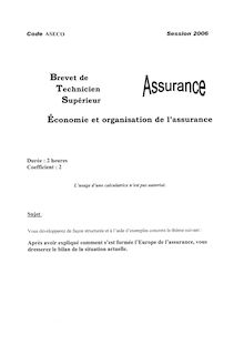 Economie et organisation de l assurance 2006 BTS Assurance