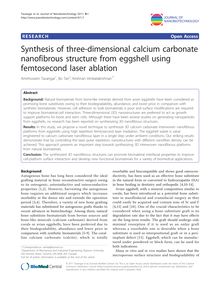 Synthesis of three-dimensional calcium carbonate nanofibrous structure from eggshell using femtosecond laser ablation