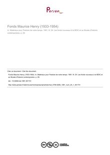 Fonds Maurice Henry (1933-1954) - article ; n°1 ; vol.24, pg 29-29