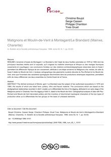 Matignons et Moulin-de-Vent à Montagant/Le Brandard (Mainxe, Charente) - article ; n°1 ; vol.93, pg 63-83