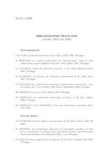 Bibliographie française (octobre 2005-juin 2006) - note biblio ; n°3 ; vol.58, pg 965-983