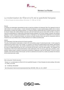 La modernisation de l État et la fin de la spécificité française - article ; n°4 ; vol.40, pg 521-545