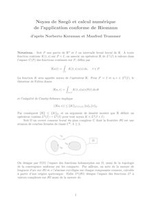 Noyau de Szego et calcul numerique de l application conforme de Riemann