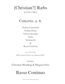 Partition Continuo (Basses, clavier, etc.), Concerto a 6, Gunnerus XM 57