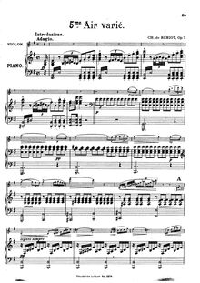 Partition violon et partition de piano, Air avec Variations No.5, Op.7