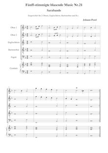 Partition No.21: Sarabande - Score et parties, Sonaten für 3 Posaunen und 2 Zinken
