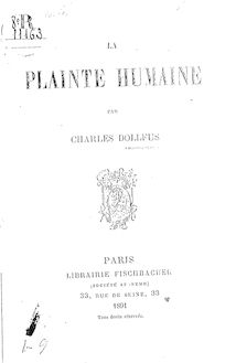 La plainte humaine / par Charles Dollfus
