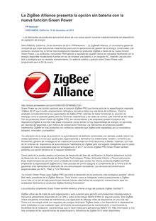 La ZigBee Alliance presenta la opción sin batería con la nueva función Green Power