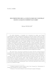 Des principes de la conclusion du contrat dans l’acquis communautaire - article ; n°4 ; vol.57, pg 1237-898