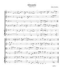 Partition Almande, VdGS No.5 - partition complète (Tr Tr B B O), Airs pour 4 violes de gambe avec orgue