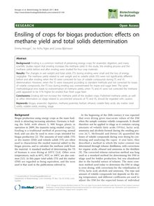 Ensiling of crops for biogas production: effects on methane yield and total solids determination
