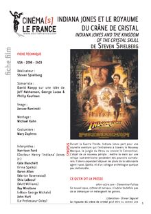Indiana Jones et le royaume du crâne de cristal de Spielberg Steven