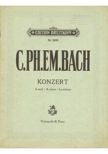 Partition Front et back cover, violoncelle Concerto en A minor,  Wq. 170 (H. 432)