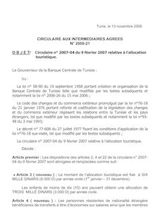 CIRCULAIRE AUX INTERMEDIAIRES AGREES N° 2009-21