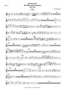 Partition hautbois 1, Concerto en C pour hautbois et orchestre, C major