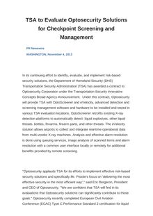 TSA to Evaluate Optosecurity Solutions for Checkpoint Screening and Management