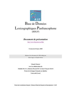 Base de Données Lexicographiques Panfrancophone