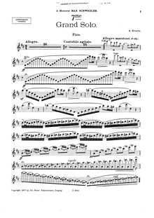 Partition flûte , partie, Grand Solo No. 7, Krantz, Louis Adolph