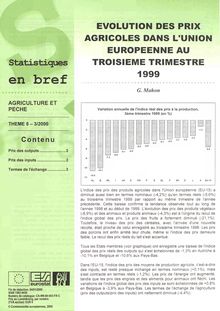Statistiques en bref. Agriculture et pêche nÌŠ 3/2000. Évolution des prix agricoles dans l Union européenne au troisième trimestre 1999