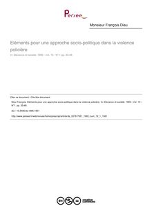 Eléments pour une approche socio-politique dans la violence policière - article ; n°1 ; vol.19, pg 35-49