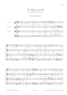 Partition Vocal et continuo score, Quae est illa à , Doi Canti e ténor