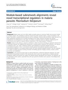 Module-based subnetwork alignments reveal novel transcriptional regulators in malaria parasite Plasmodium falciparum