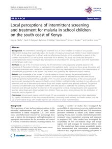 Local perceptions of intermittent screening and treatment for malaria in school children on the south coast of Kenya