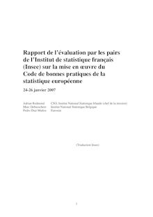 Rapport de l evaluation par les pairs de l Institut de statistique  français (Insee) sur la mise en