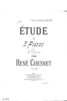 Partition complète, Etude à 2 pianos, F major, Chesnet, René