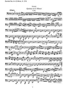 Partition violoncelle, corde quintette No.4, G minor, Mozart, Wolfgang Amadeus par Wolfgang Amadeus Mozart