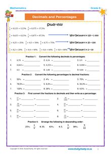 Grade 6 Maths: Workbook - Decimals And Percentages