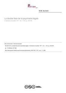 La double face de la psychiatrie légale - article ; n°4 ; vol.1, pg 435-439