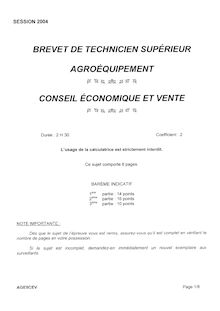 Conseil économique et vente 2004 BTS Agro-équipement
