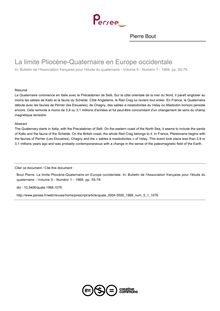 La limite Pliocène-Quaternaire en Europe occidentale - article ; n°1 ; vol.5, pg 55-78