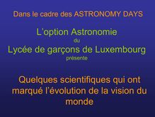 L option Astronomie Lycée de garçons de Luxembourg Quelques ...