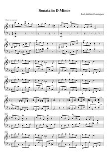 Partition complète, Sonata en D Minor, D Minor, Domínguez, José António