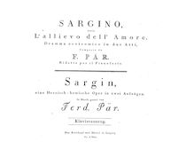 Partition complète, Sargino, ossia L allievo dell amore, Dramma eroicomico in due atti par Ferdinando Paër